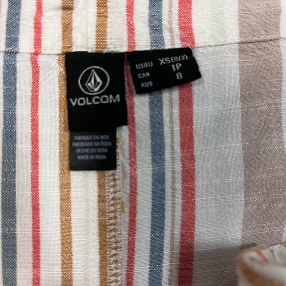 🎉HP!🎉Volcom striped romper in cream, grey-teal, peach/pink and tan. Size XS 🌺 - Picture 11 of 13